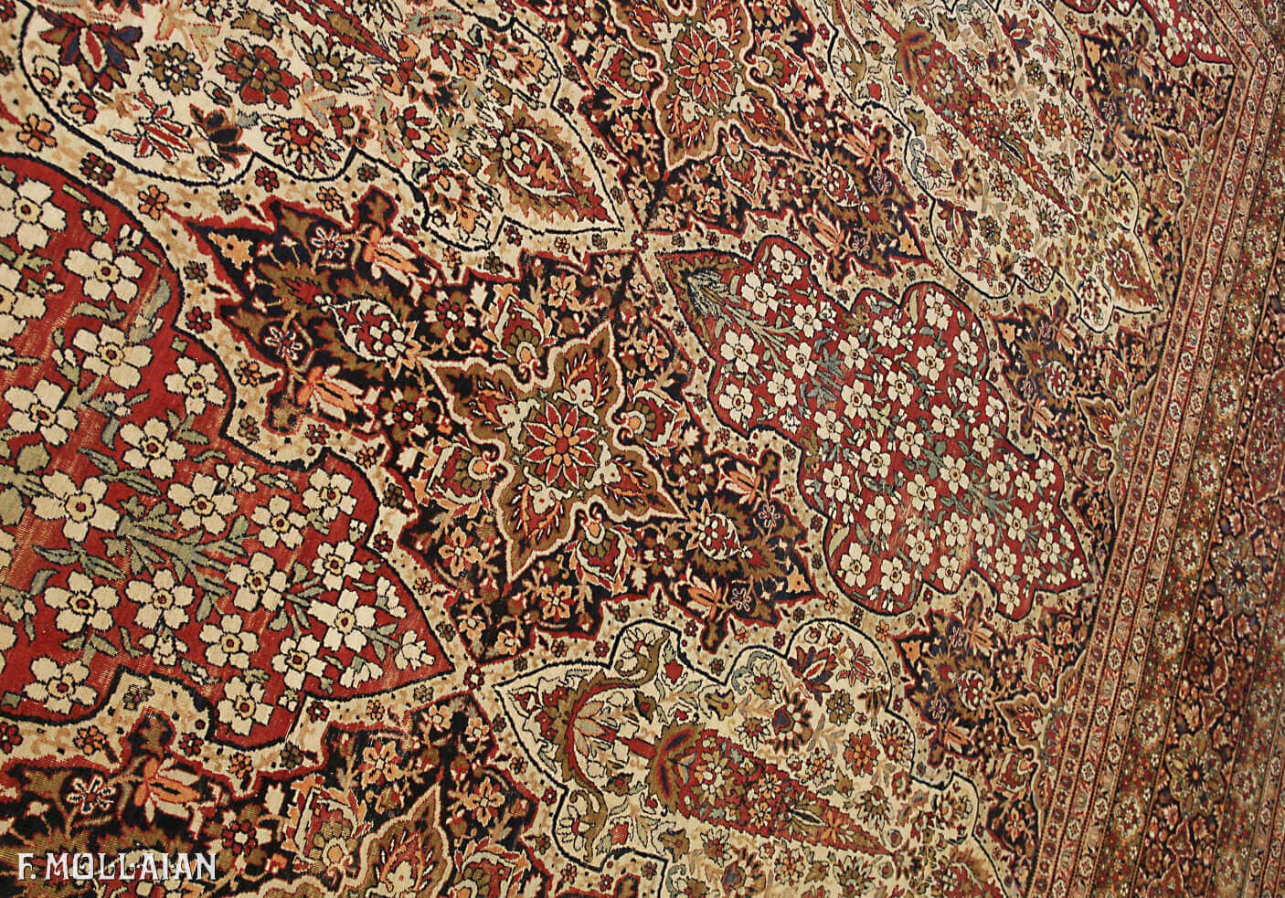Antique Persian Kerman Ravar Carpet (482x415 cm)